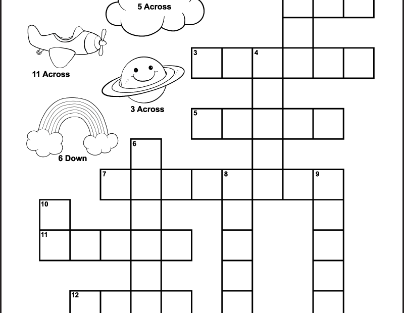 In The Sky Crossword Puzzle For Kids Tree Valley Academy
