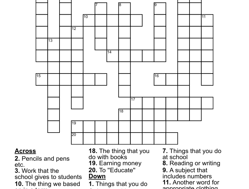 Intermediate Based Crossword WordMint