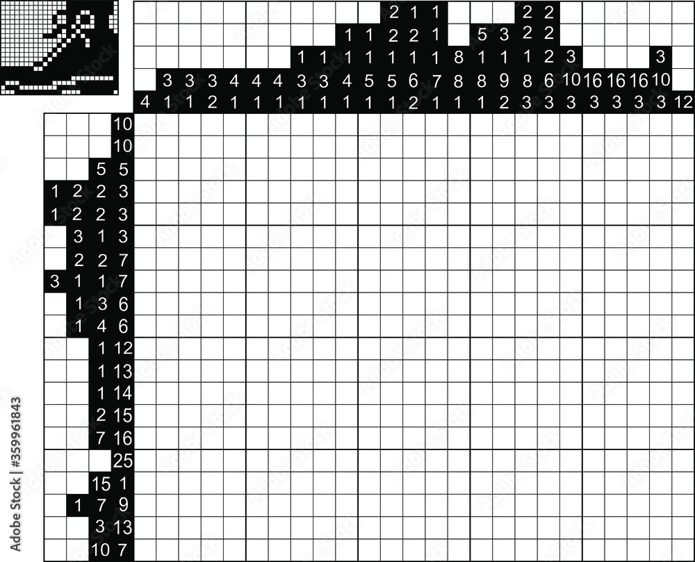 Japanese Crossword Black And White Paint By Number Puzzle Education Game For Children Boot Stock Vector Adobe Stock