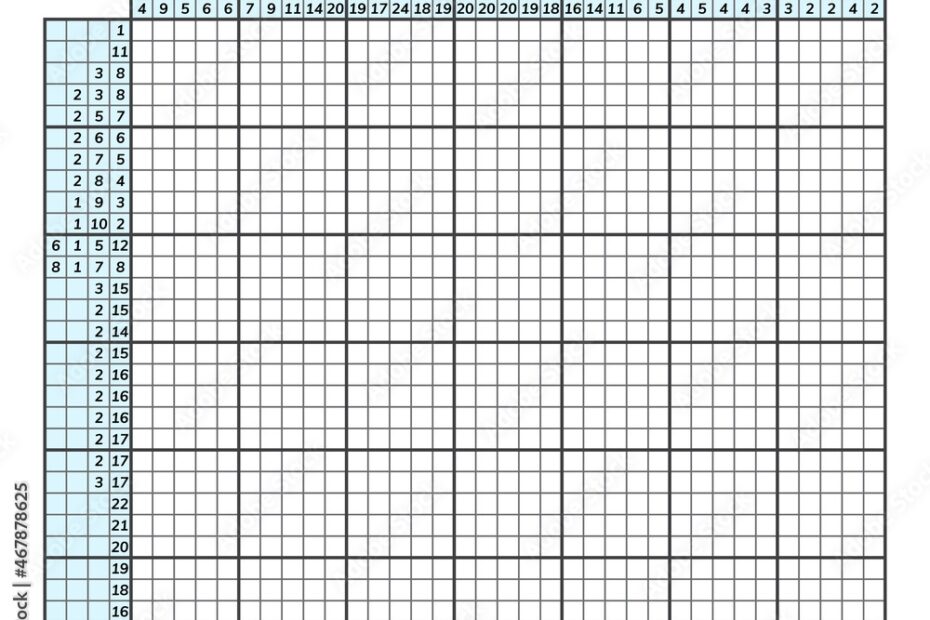 Japanese Crossword Puzzle Kids And Adult Mathematical Mosaic Nonogram Logic Puzzle Game Digital Rebus Vector Illustration Stock Vector Adobe Stock