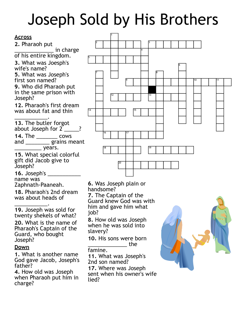 Joseph Sold By His Brothers Crossword WordMint