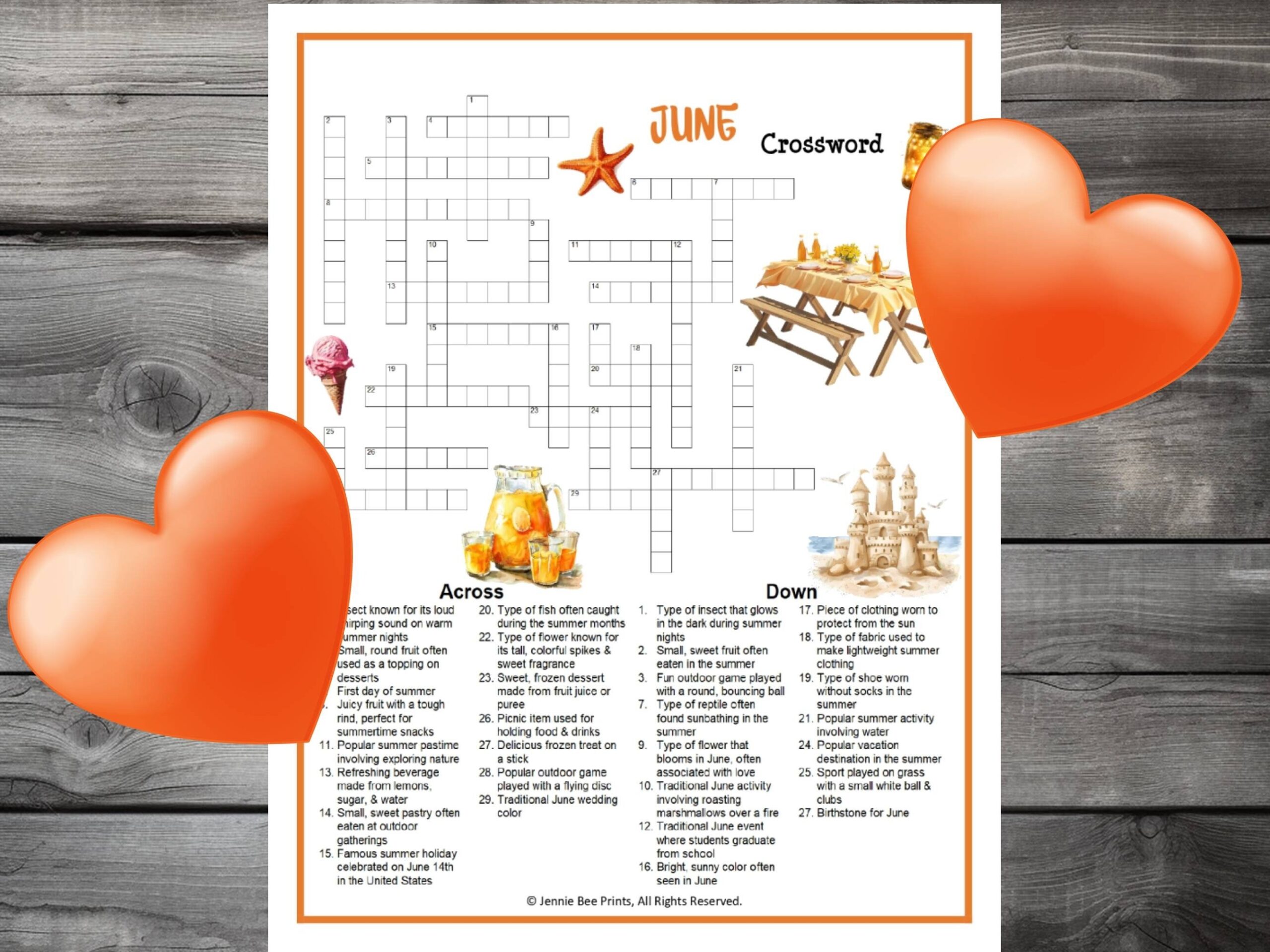June Crossword Puzzle Family Friendly Fun Printable Puzzles For 