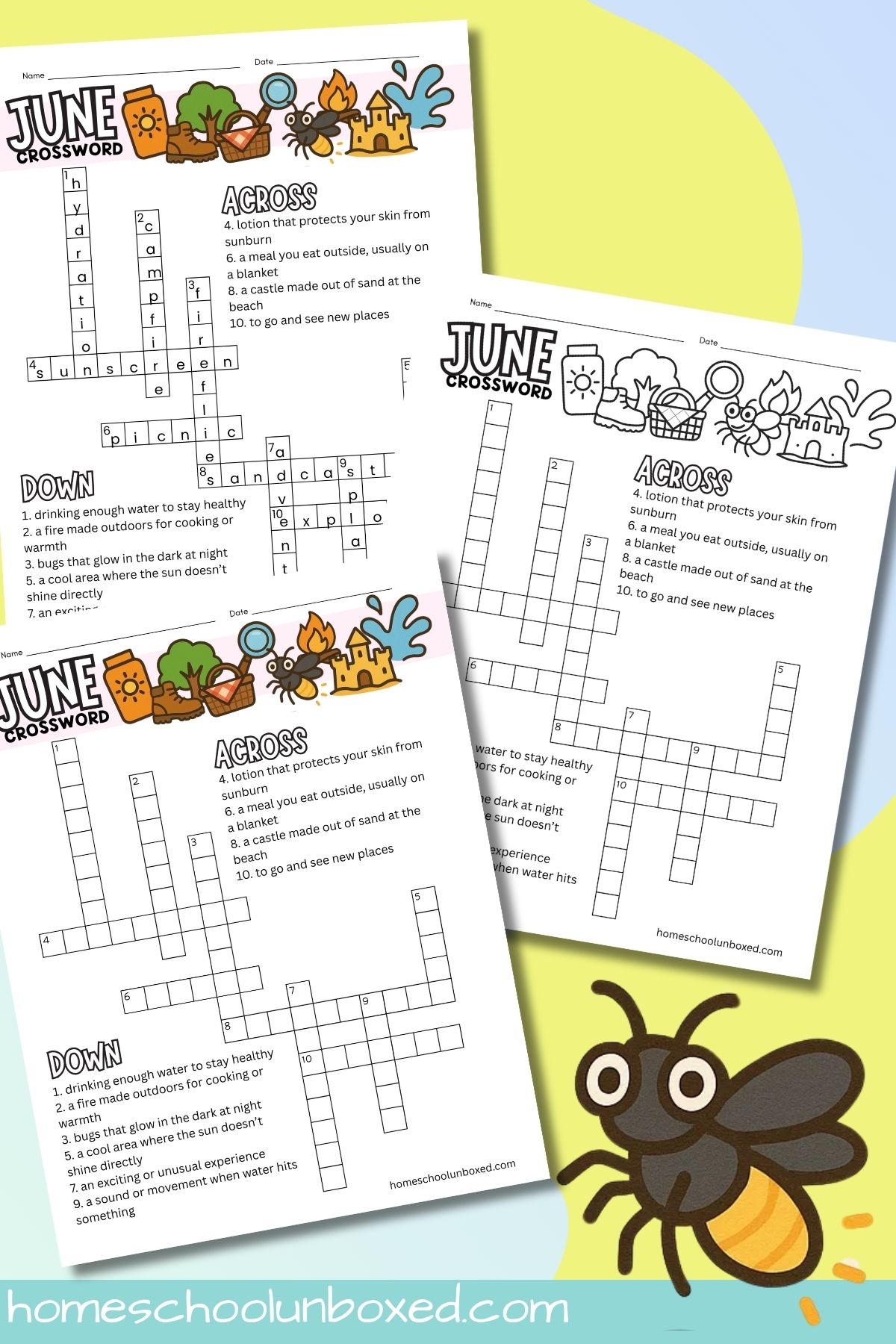 June Crossword Puzzle Free Printable Worksheets 