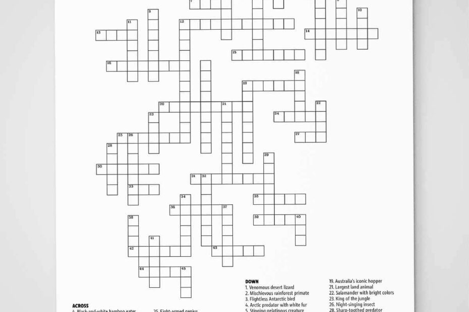 Kid Friendly Free Printable Crossword Puzzle Free Printables Online