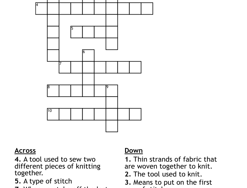 Knitting Crossword WordMint