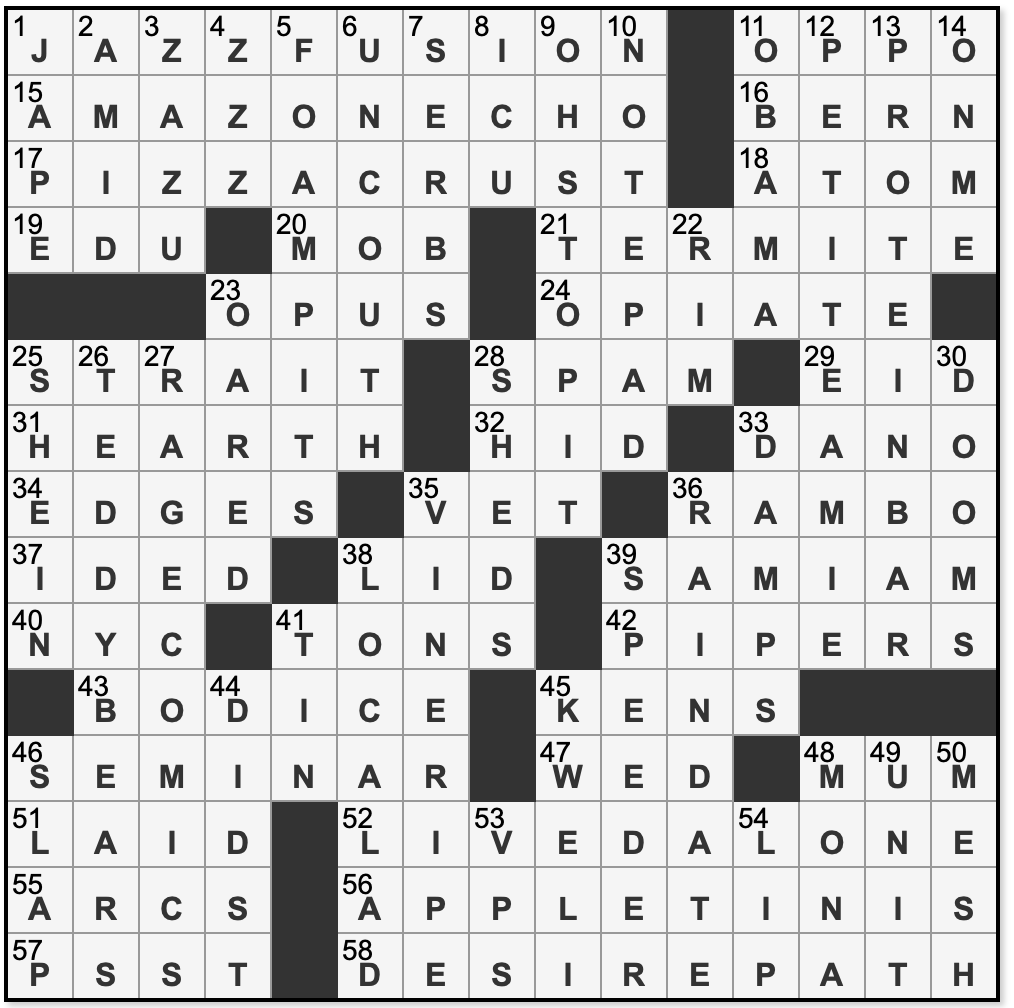 L A Times Crossword Corner Saturday October 26 2024 Adam Aaronson