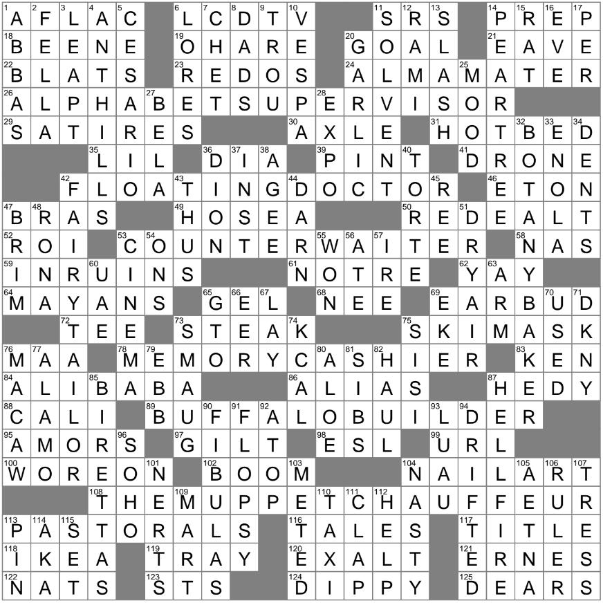 LA Times Crossword 18 May 25 Sunday LAXCrossword