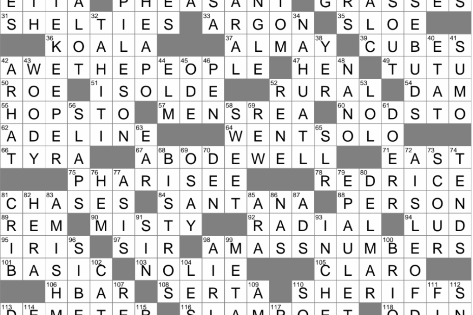 LA Times Crossword 28 Jan 24 Sunday LAXCrossword