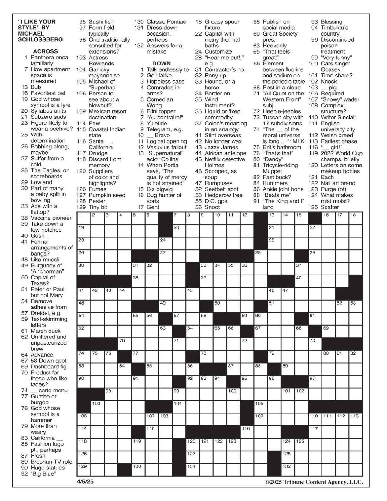 LA Times Crossword April 6 2025 Crosswords Yakimaherald