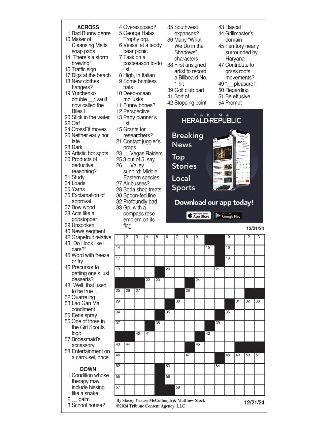 LA Times Crossword Dec 21 2024 Crosswords Yakimaherald