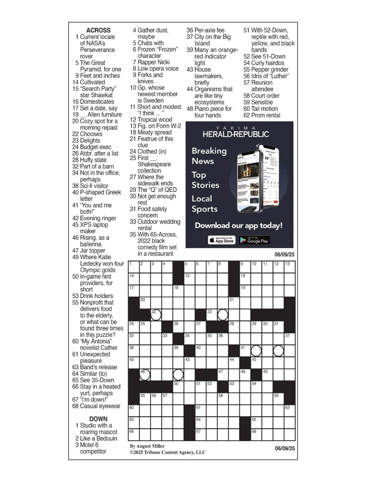 LA Times Crossword June 9 2025 Crosswords Yakimaherald