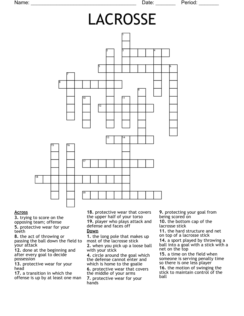 LACROSSE Crossword WordMint