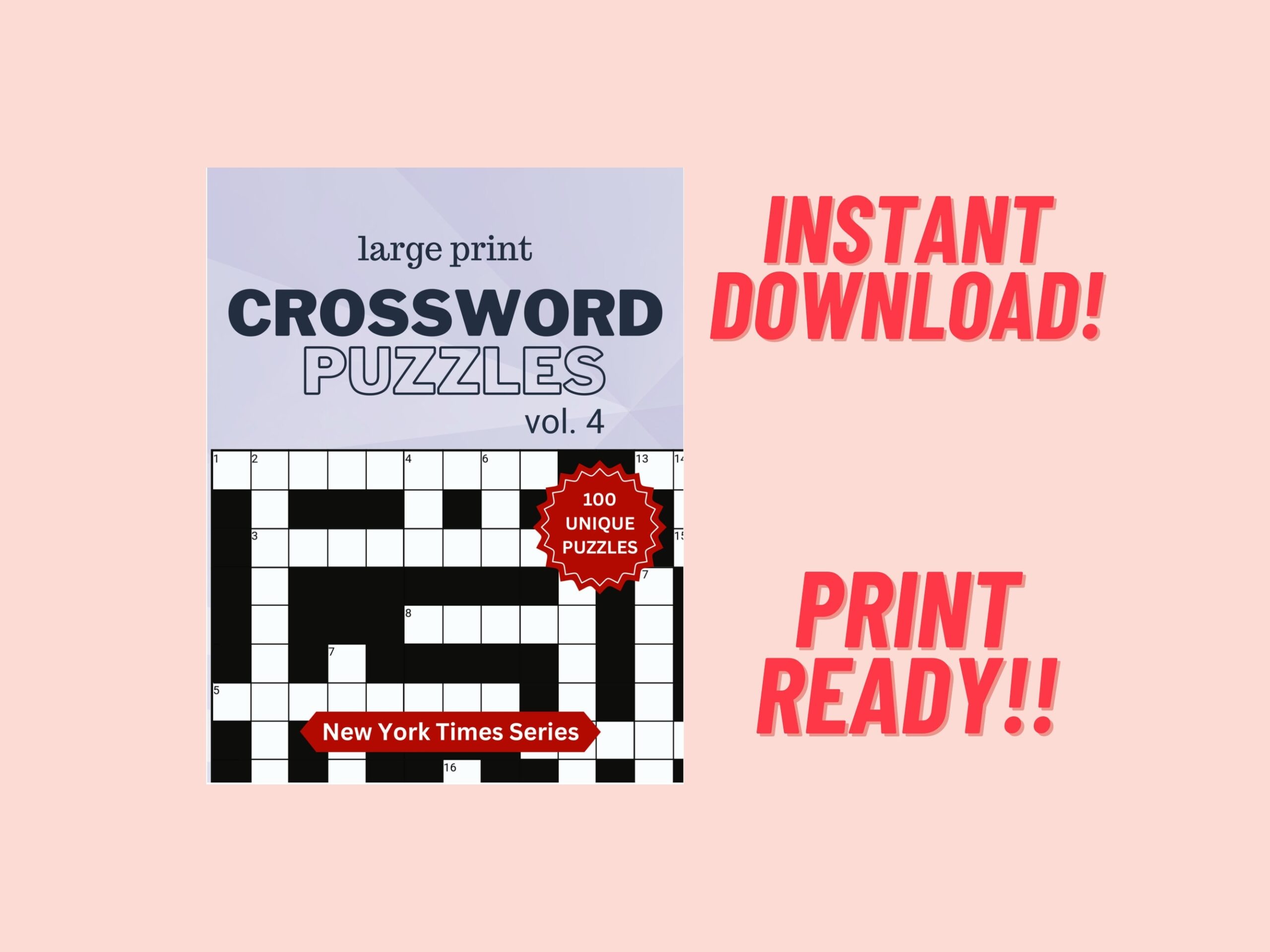 Large Print Crossword Puzzle New York Times Vol 4 Bigpuzzlecompany Etsy