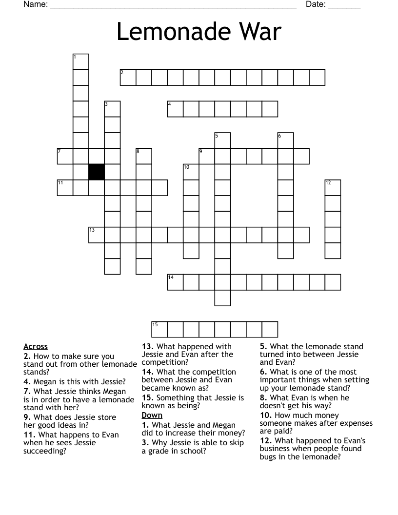 Lemonade War Crossword WordMint