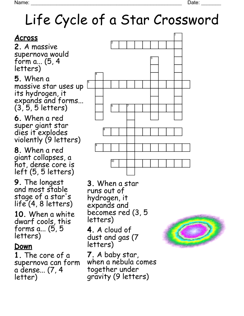 Life Cycle Of A Star Crossword WordMint