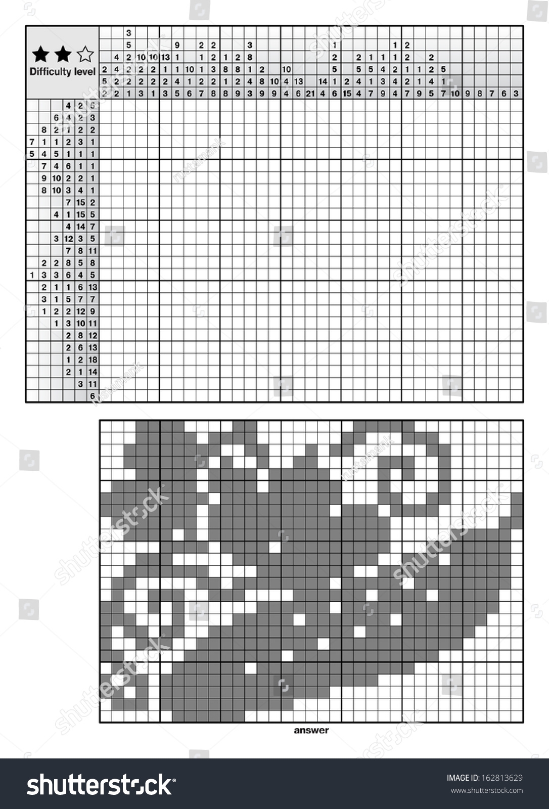 Logic Puzzles Japanese Crossword Nonogram Beginners Stock Vector Royalty Free 162813629 Shutterstock