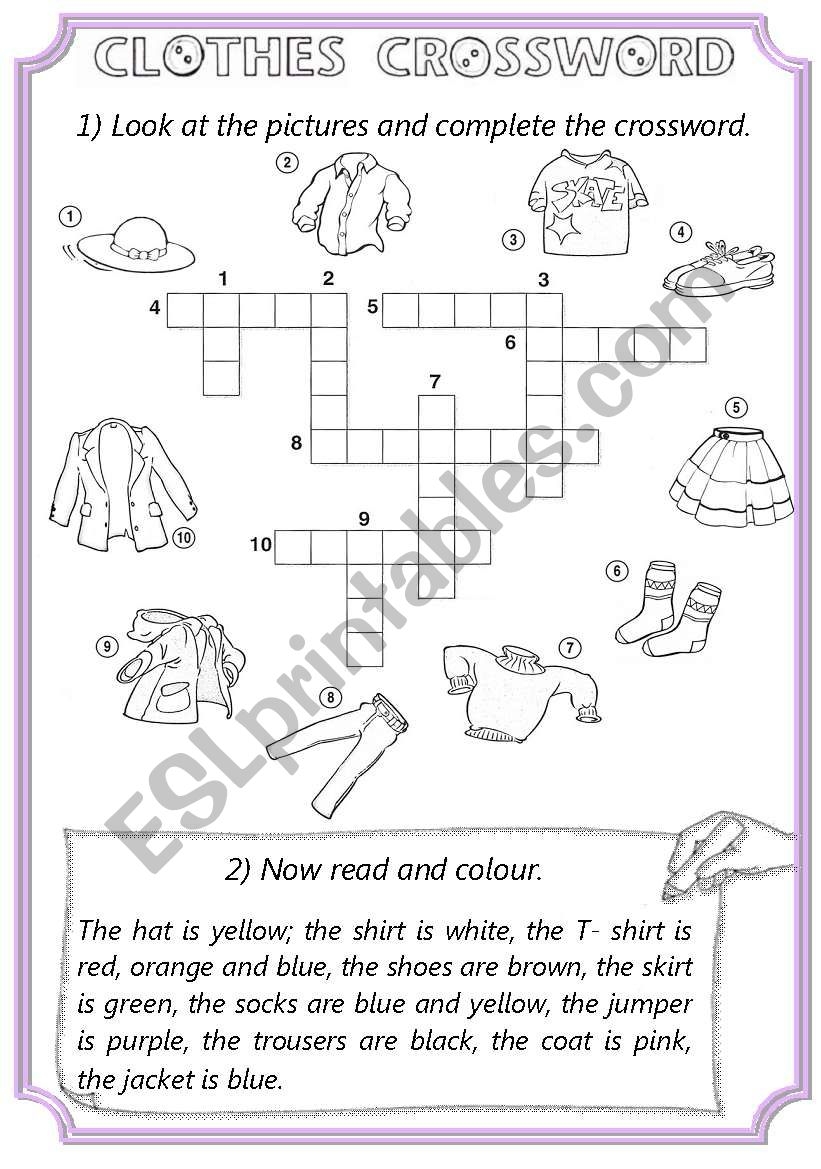 Look At The Pictures And Complete The Crossword ESL Worksheet By 