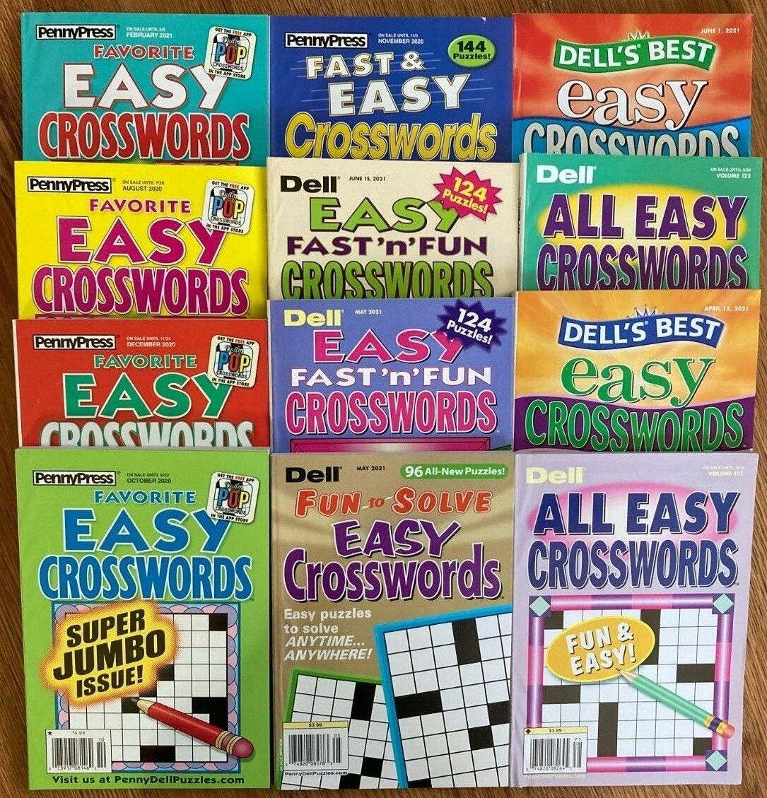 Lot Of 4 Dell Penny Press Crossword Puzzle Books Easy Fast Fun 
