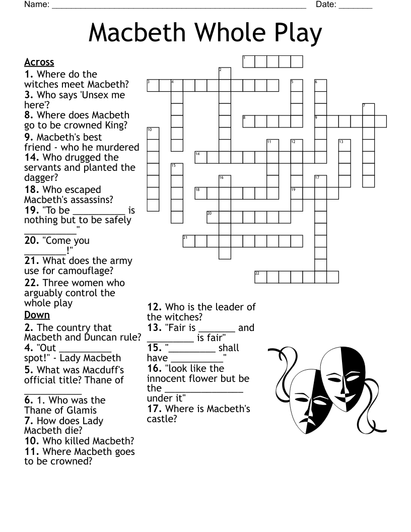 Macbeth Whole Play Crossword WordMint