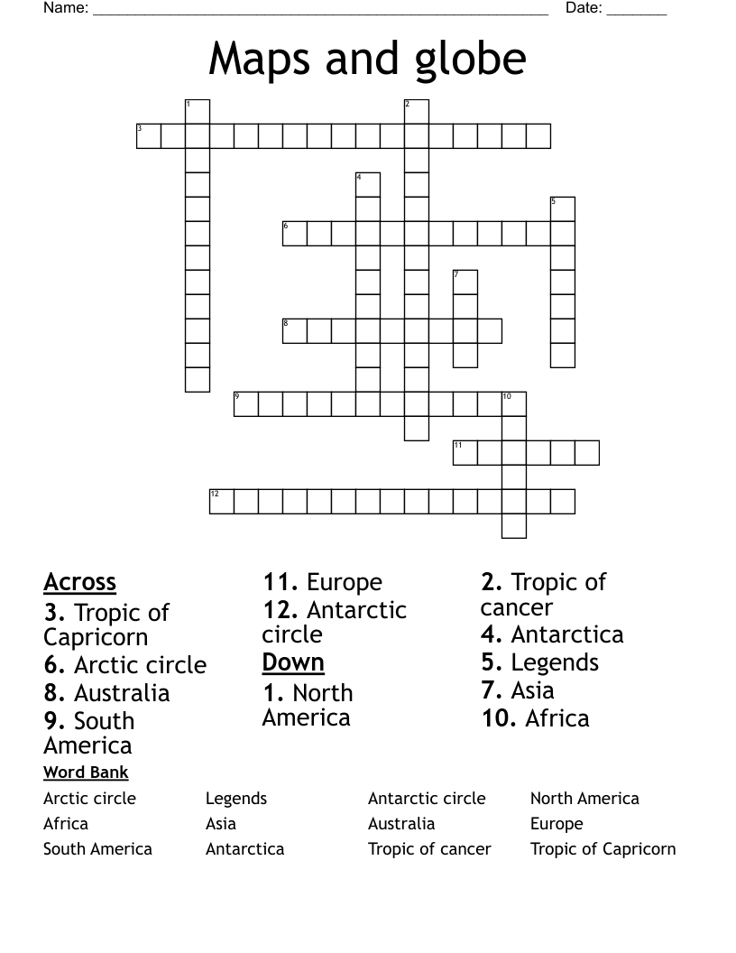 Maps And Globe Crossword WordMint