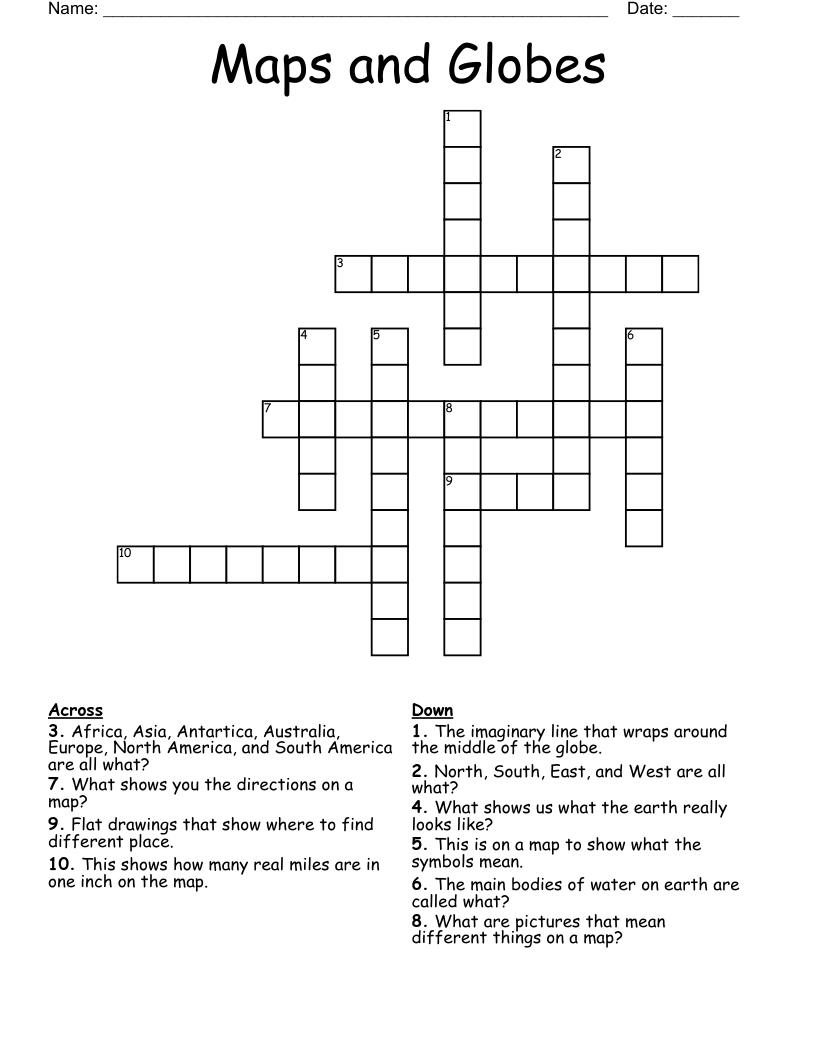 Maps And Globes Crossword WordMint