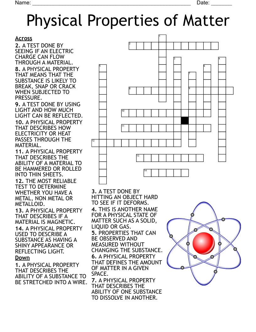 Material Science Puzzle Crossword WordMint
