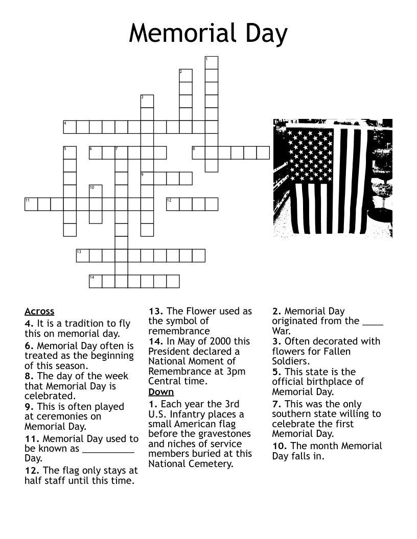 Memorial Day Crossword WordMint