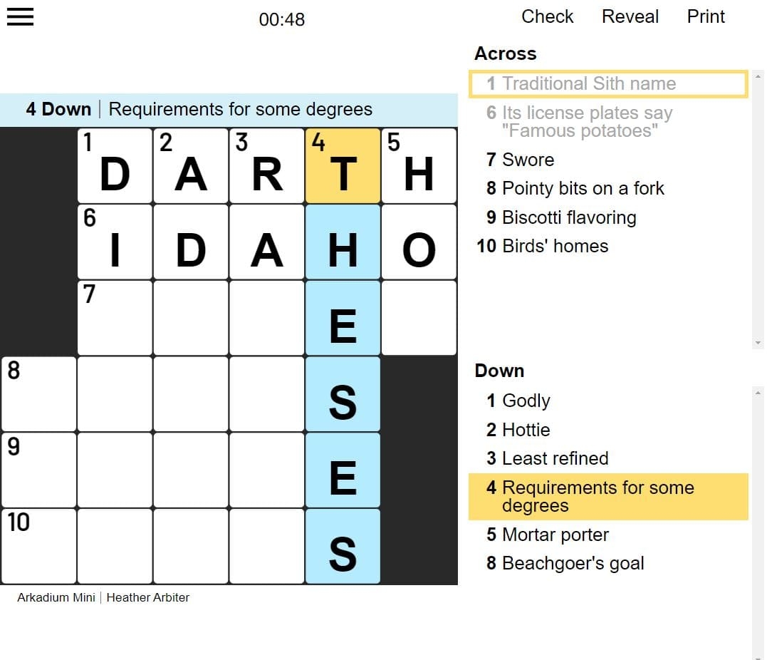Mini Crossword Free Online Game Daily Mail