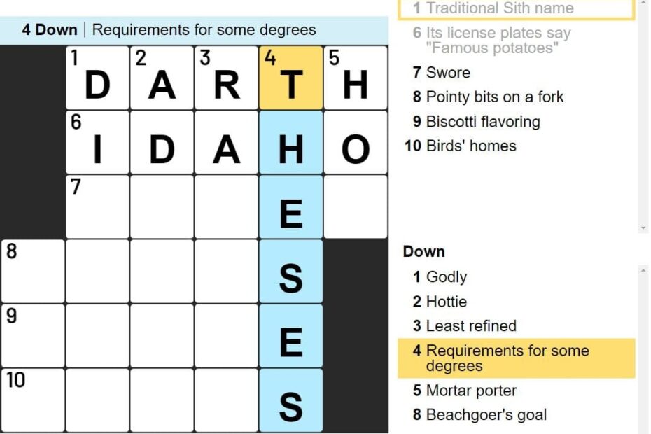Mini Crossword Free Online Game Denver Post
