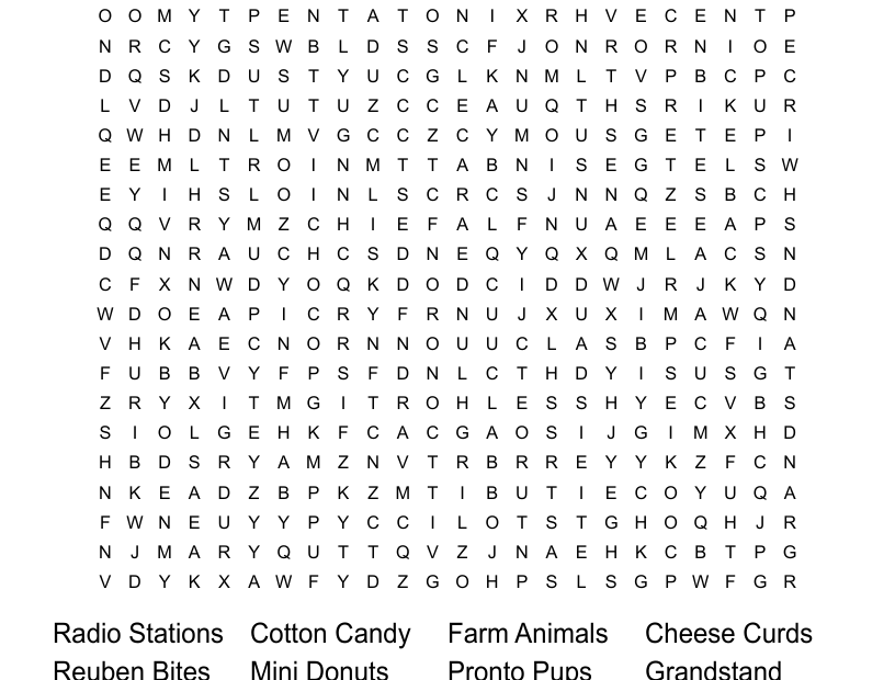 Minnesota State Fair Word Search WordMint