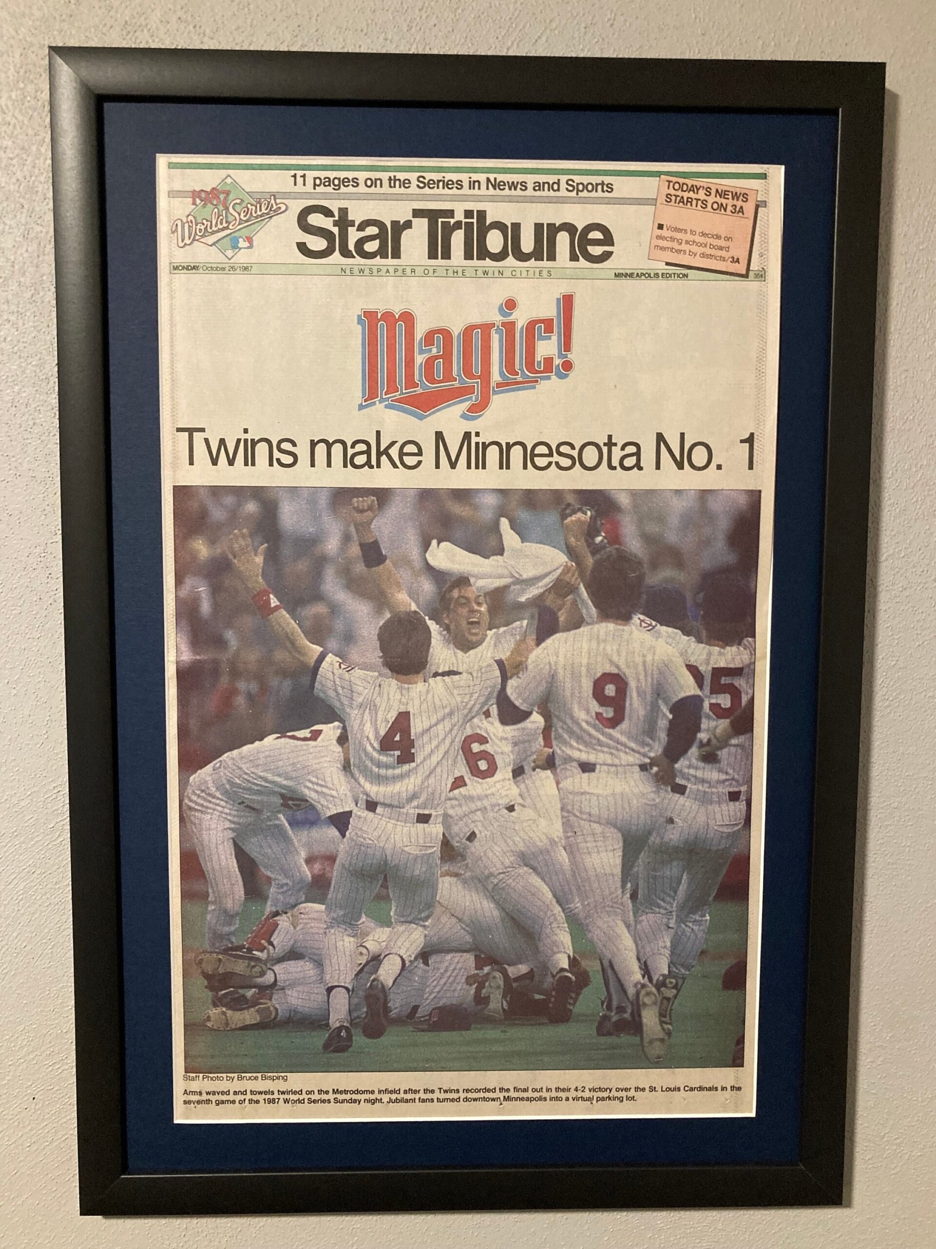 Minnesota Twins 1987 World Series Champions Star Tribune Newspaper Front Page Matted U0026 Framed Etsy