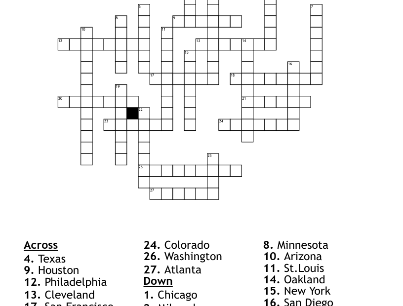 MLB Teams Crossword WordMint