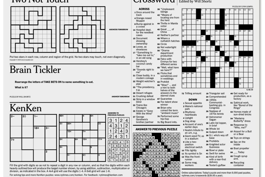 More Puzzles To Pass The Time The New York Times