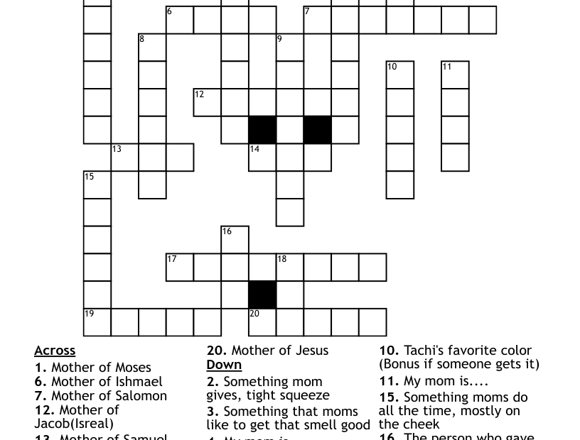 Mothers Day Crossword WordMint