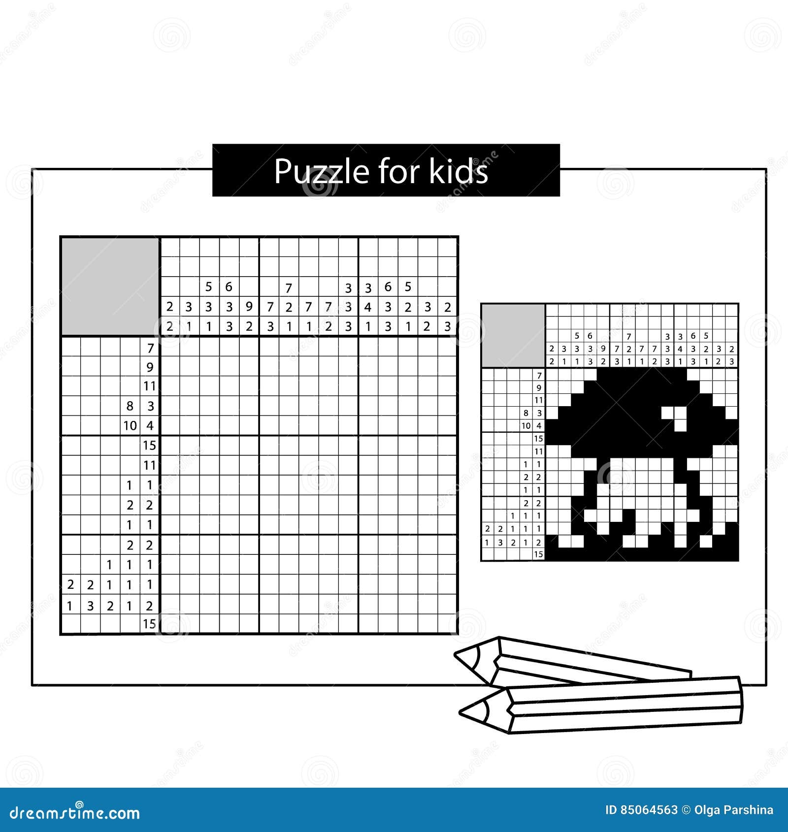 Mushroom Black And White Japanese Crossword With Answer Stock Vector Illustration Of Problem Challenge 85064563