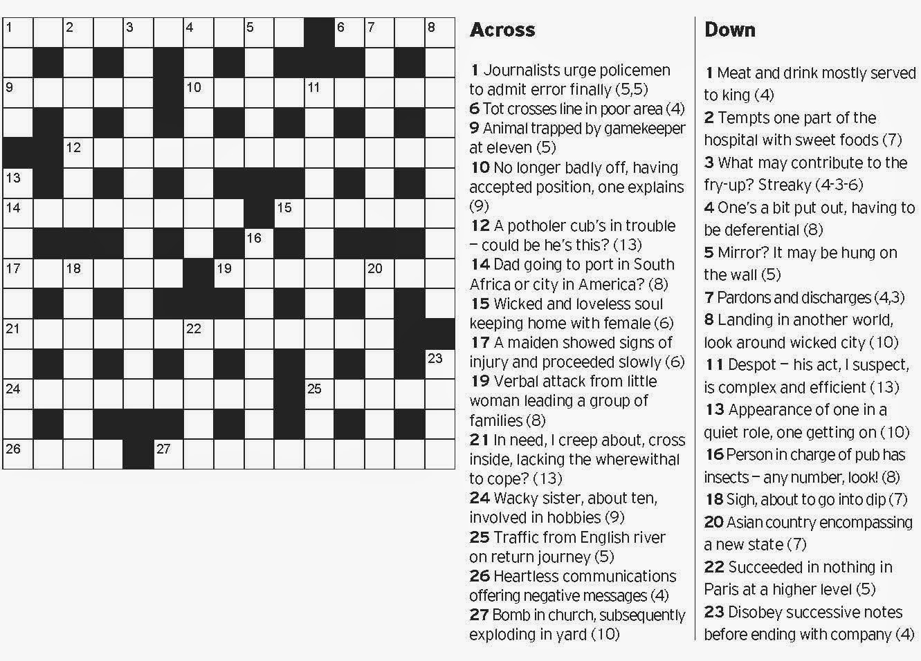 National Post Cryptic Crossword Forum Monday August 4 2014 DT 27437 Bonus Puzzle 