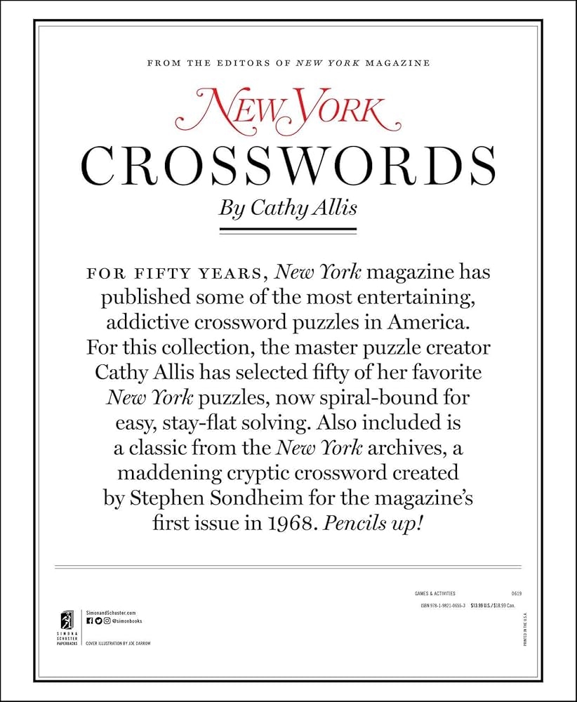 New York Crosswords 50 Big Puzzles Allis Cathy The Editors Of New York Magazine 9781982106553 Amazon Books