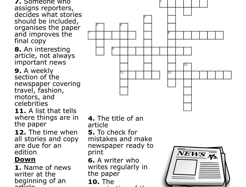 Newspapers Crossword WordMint