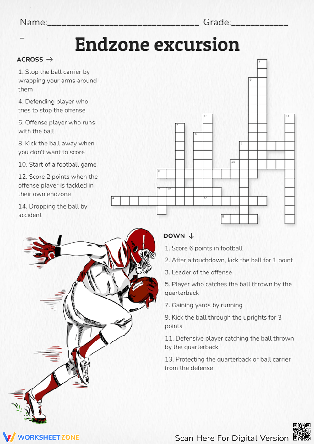 NFL Crossword Puzzle Worksheets U0026 Printable