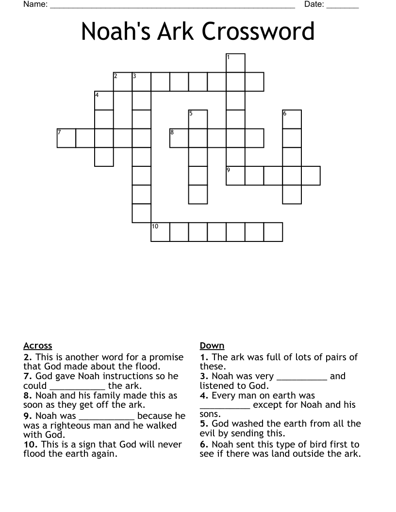 Noah s Ark Crossword WordMint
