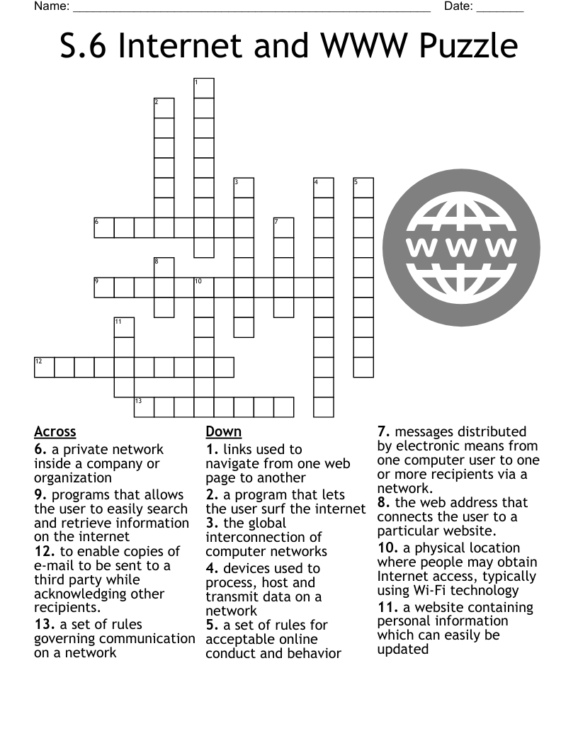 Online Safety Crossword WordMint