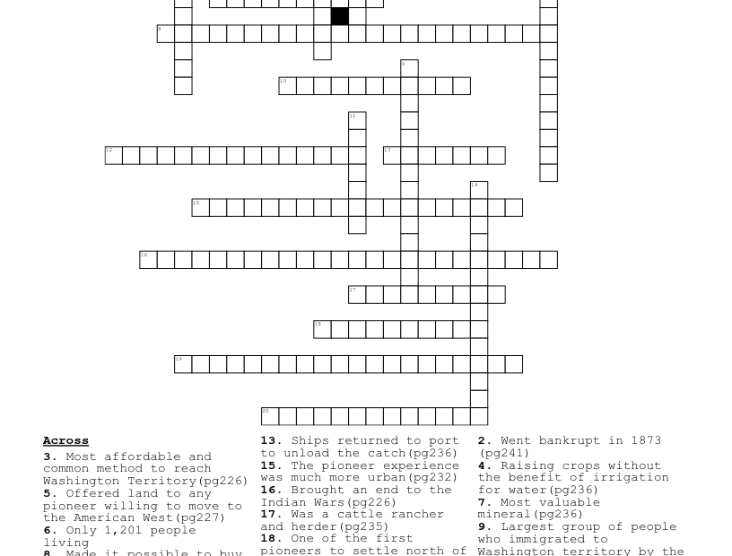 Oregon Trail Crossword Puzzle WordMint