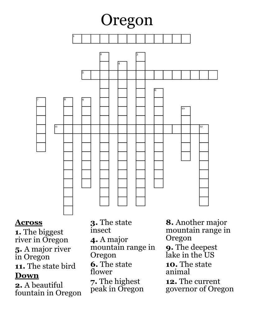 OREGON Word Search WordMint