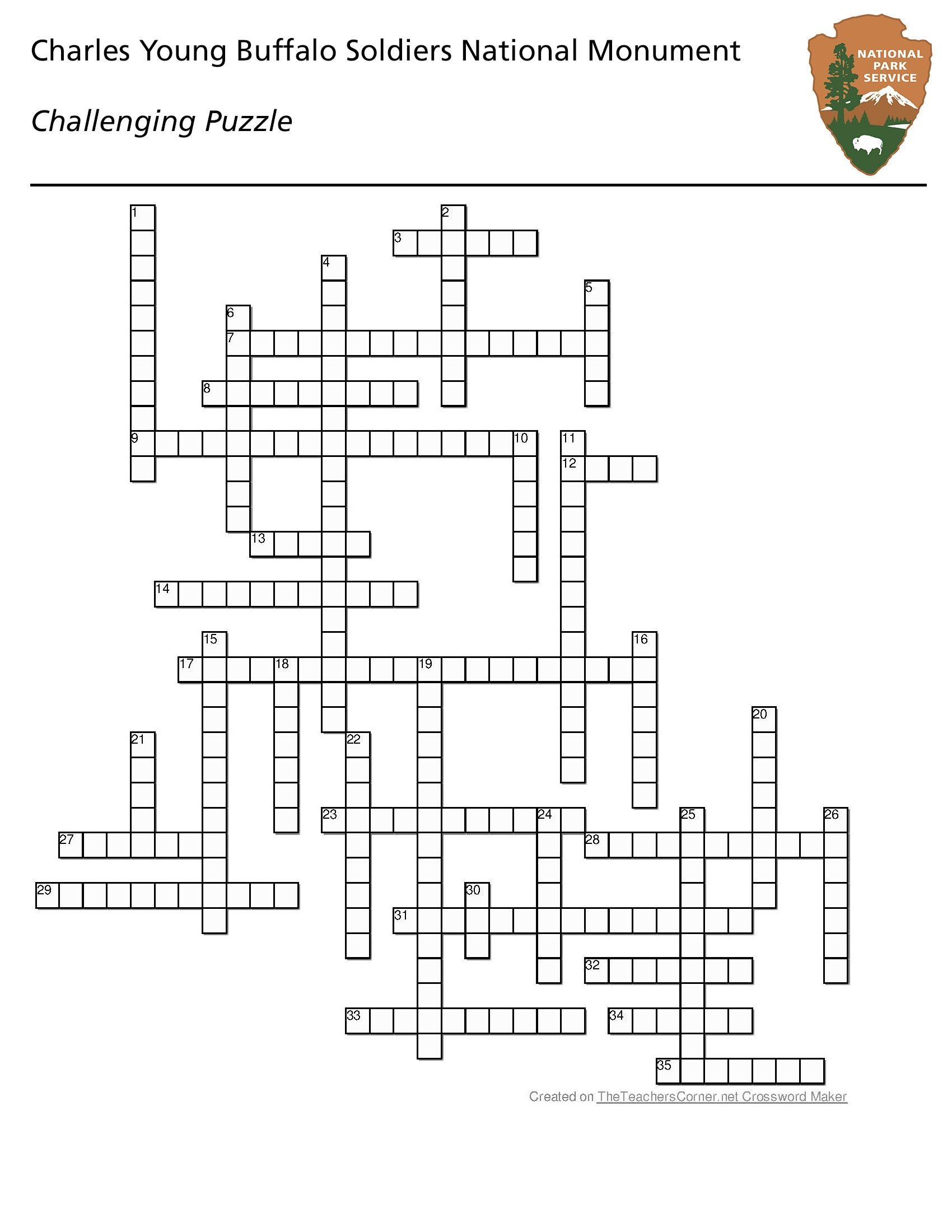 Park Puzzles Page Charles Young Buffalo Soldiers National 