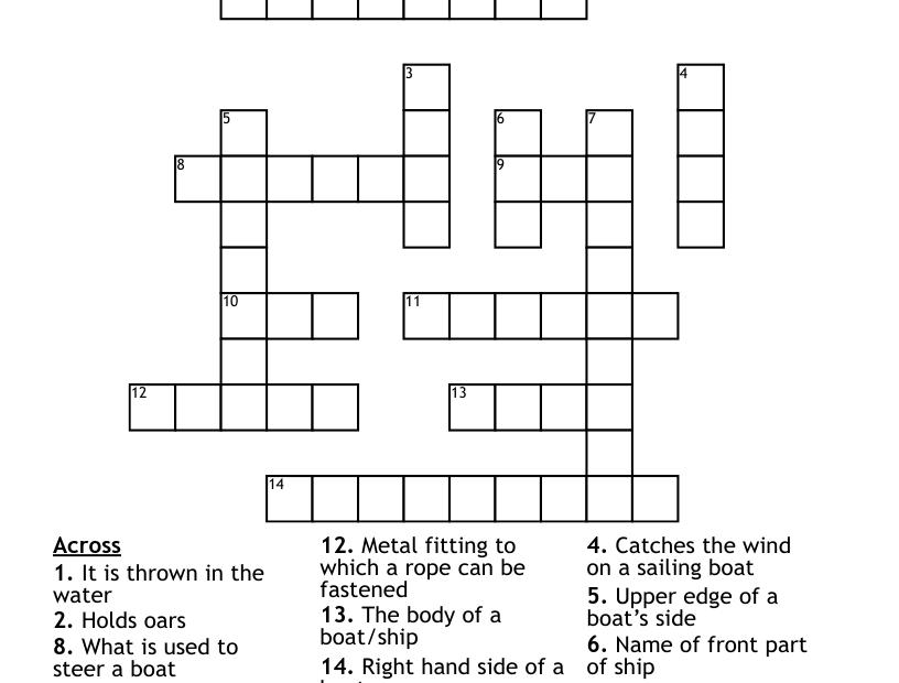 Parts Of A Boat Crossword WordMint