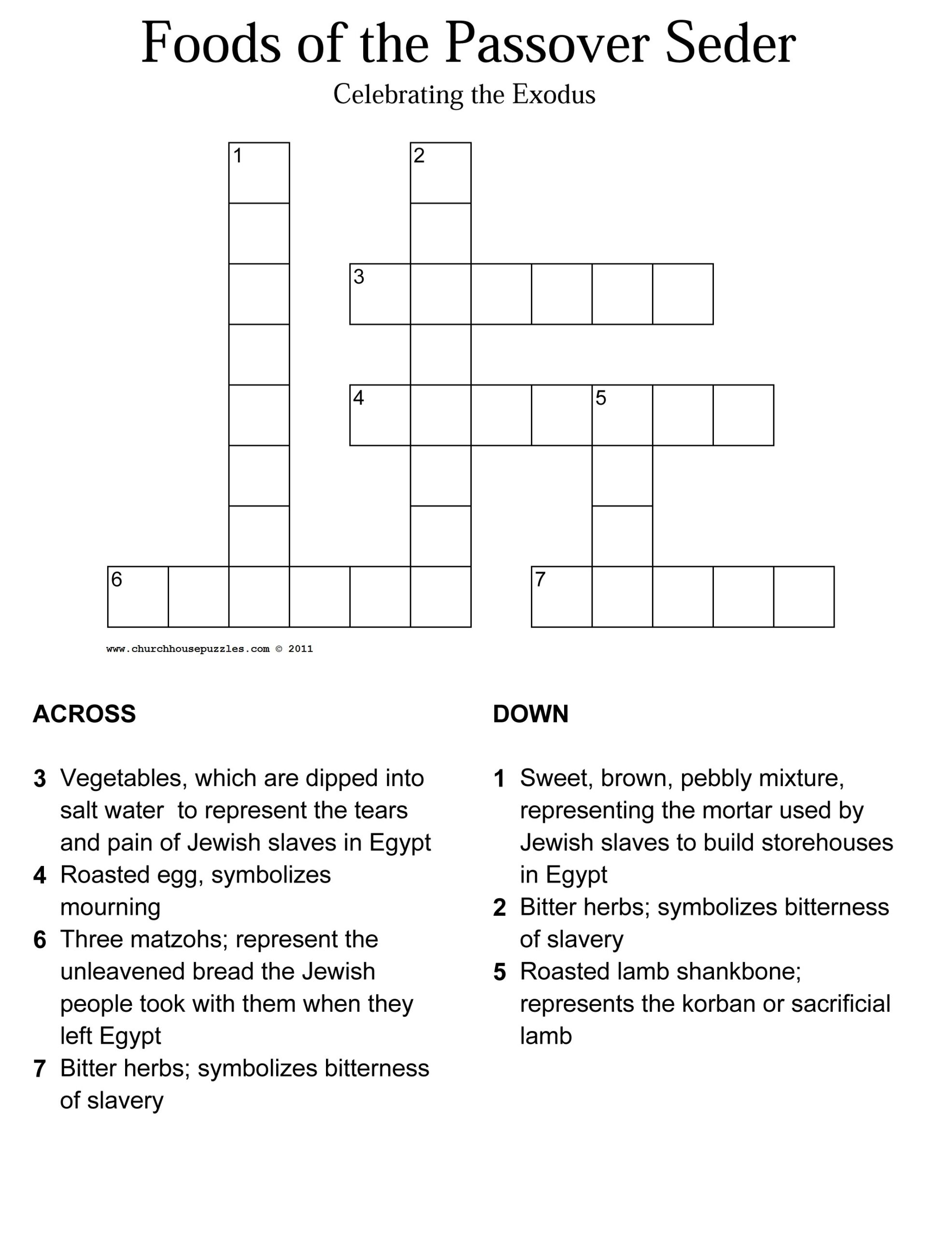 Passover And The Seder Crossword Puzzle