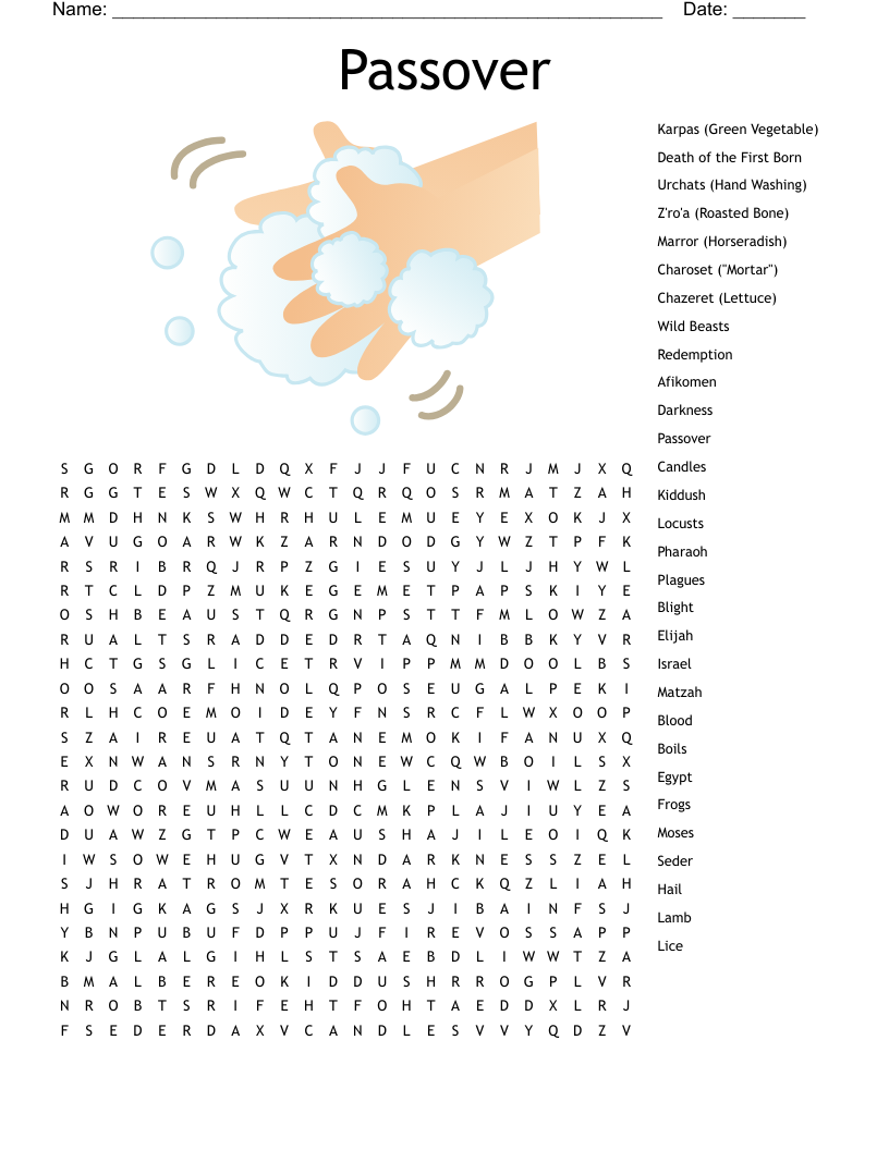 Passover Puzzle Crossword WordMint