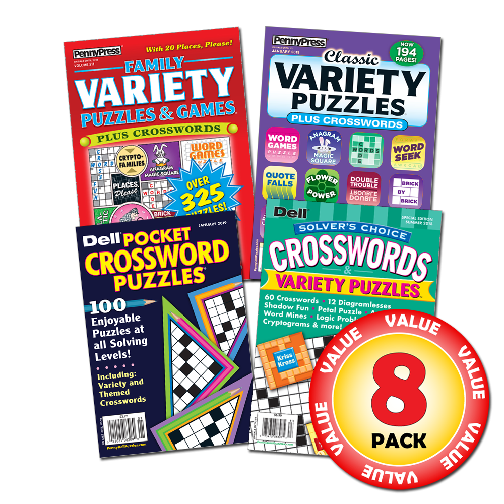Penny Dell Favorite Crossword U0026 Variety Puzzle 8 Pack Paperback 