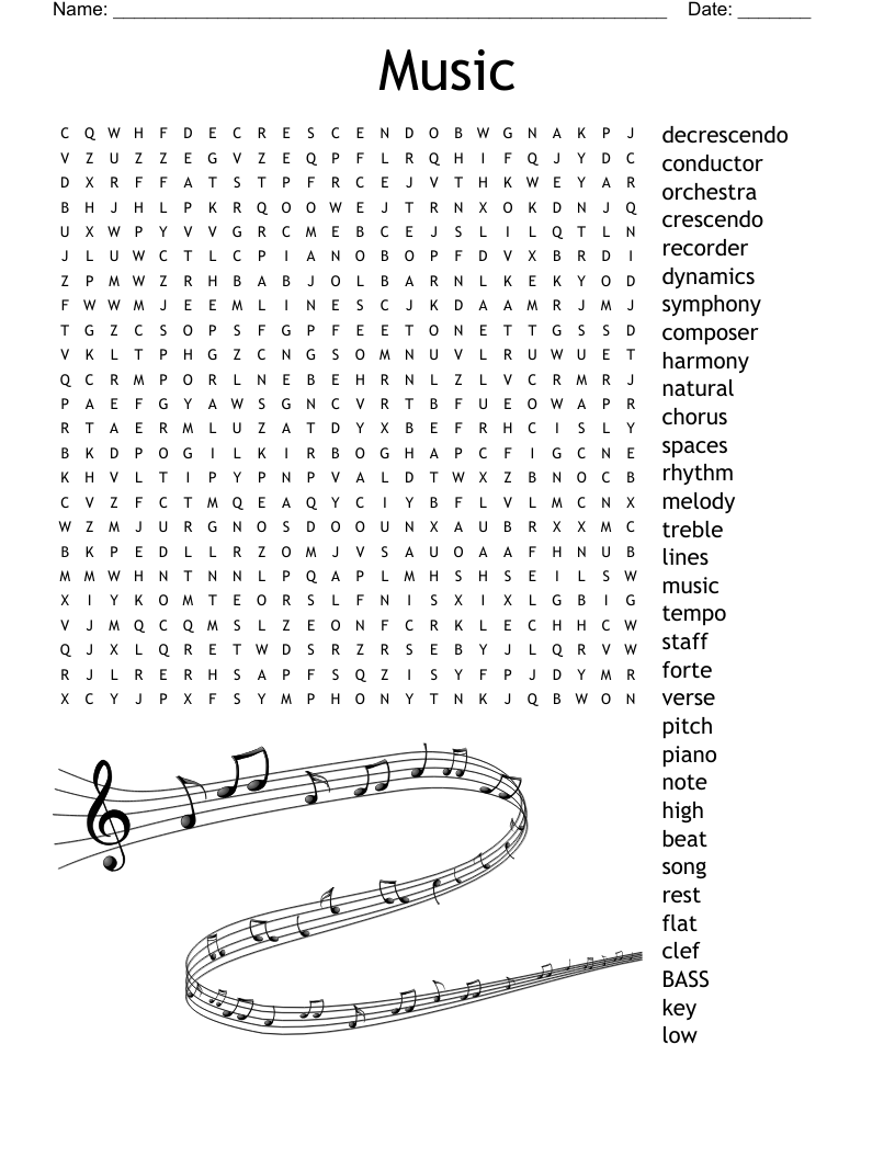 PIANO S MUSIC Crossword WordMint