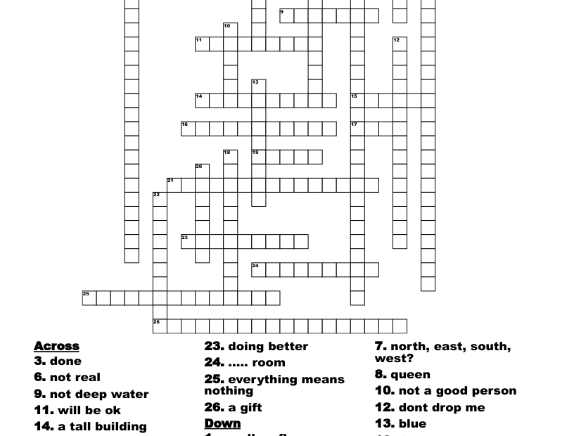 Popular Songs Crossword WordMint
